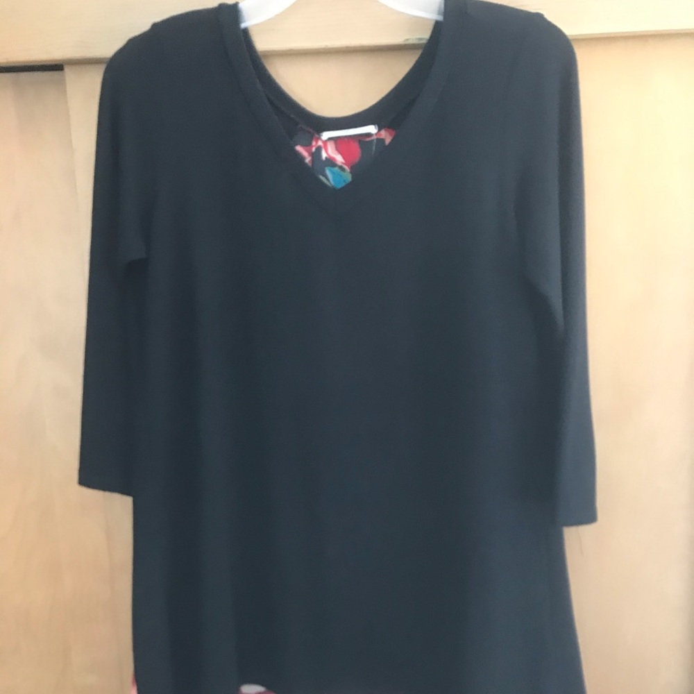 Black Sweater with Floral Back Panel